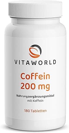 Vitaworld Caffeine Tablets 200 mg | 180 Vegan Tablets | Focus & Energy
