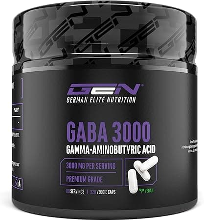 German Elite Nutrition | GABA 3000 - 320 Capsules of 750 mg Gamma Aminobutyric Acid