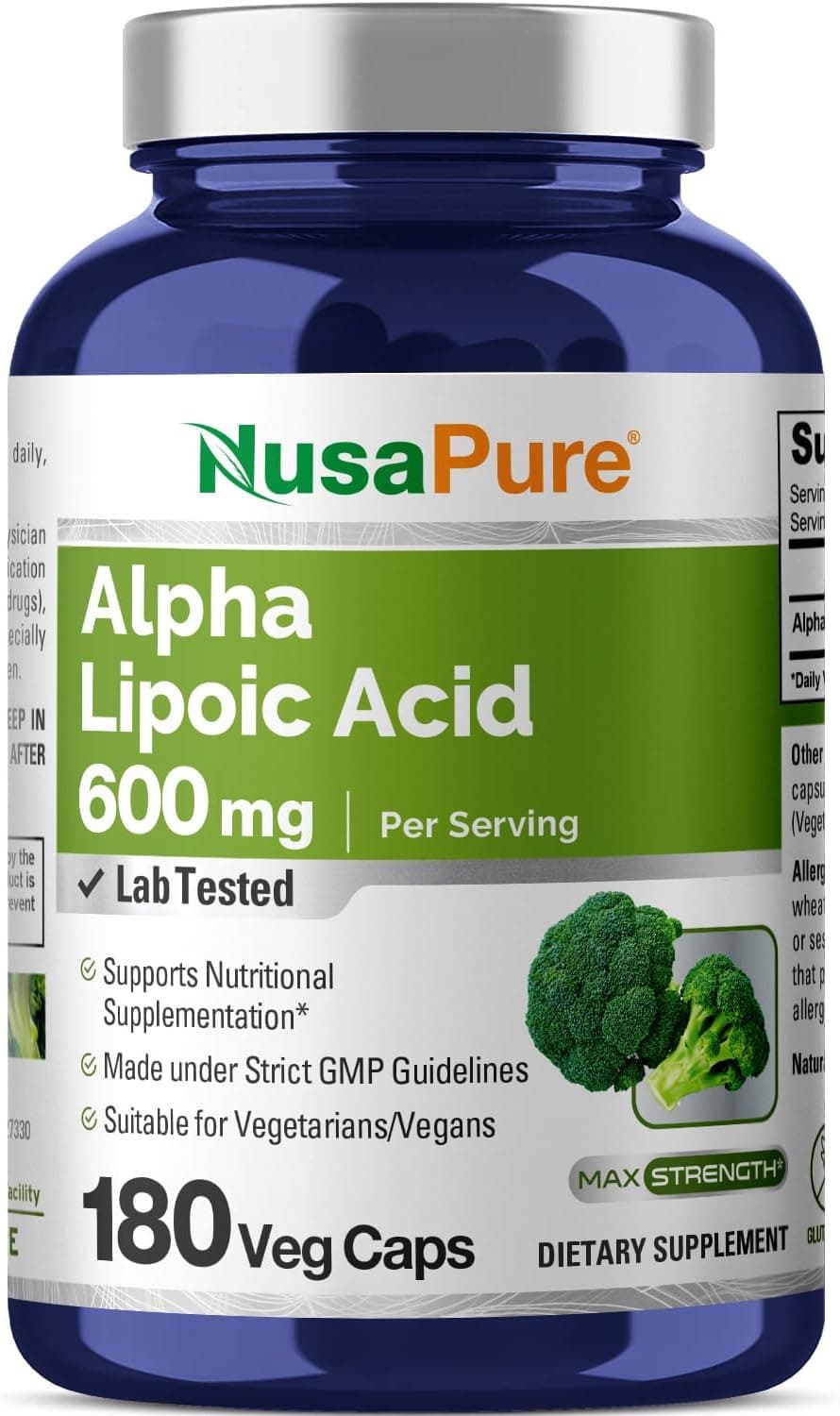 Nusapure Alpha Lipoic Acid 600mg180 Capsules