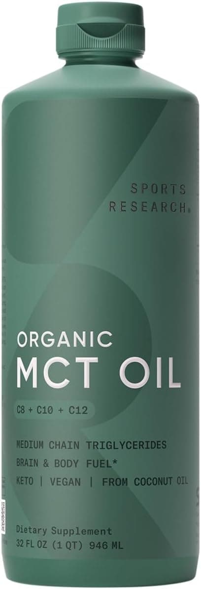 Sports Research Organic MCT Oil | Keto & Paleo Certified | 1 Liter