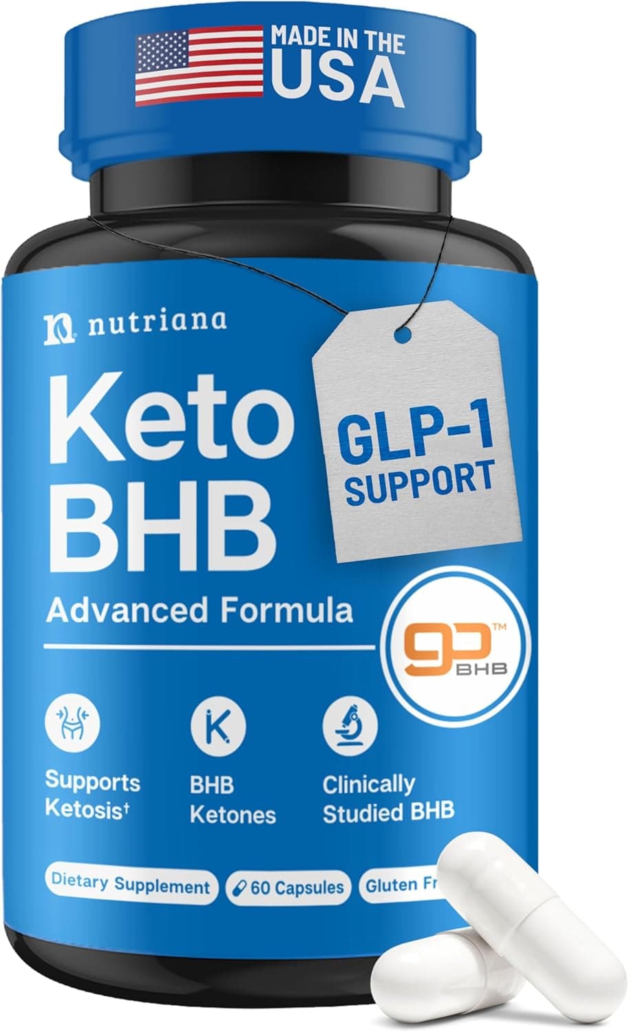 Nutriana | Exogenous Ketones BHB Supplement for Keto Support | 60 capsules