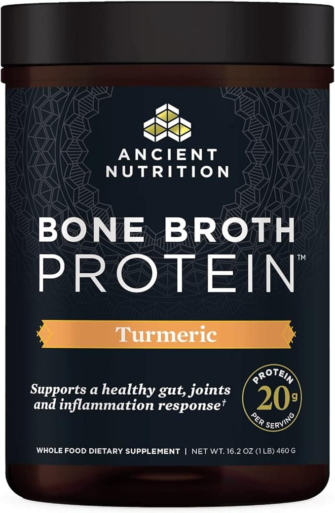 Ancient Nutrition Bone Broth Protein, Turmeric Flavor – 20 Servings