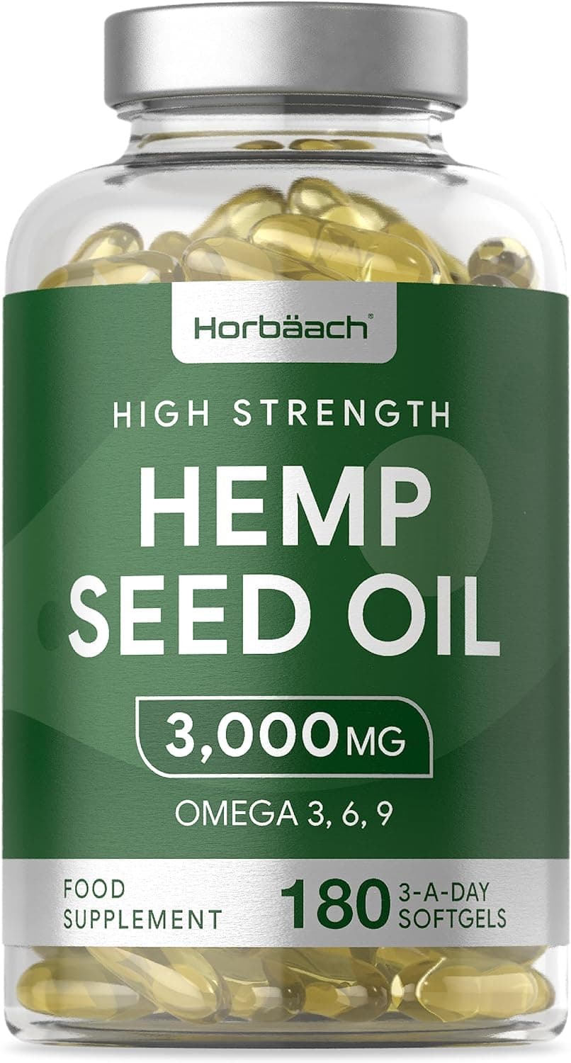 Horbaach Hemp Seed Oil 3000mg (Omega 3&6&9), 180 Softgels