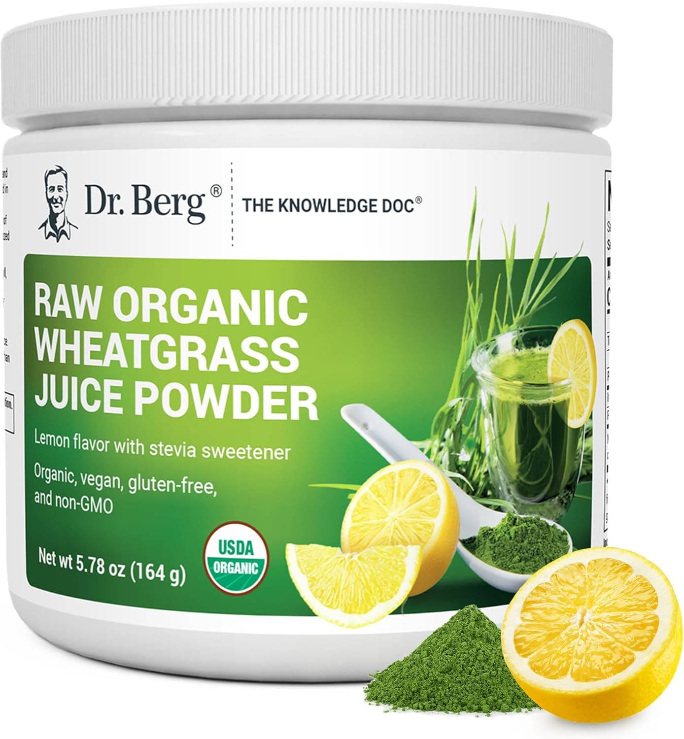 Dr. Berg's Raw Wheatgrass Juice Powder (Lemon Flavor) – 164 Grams