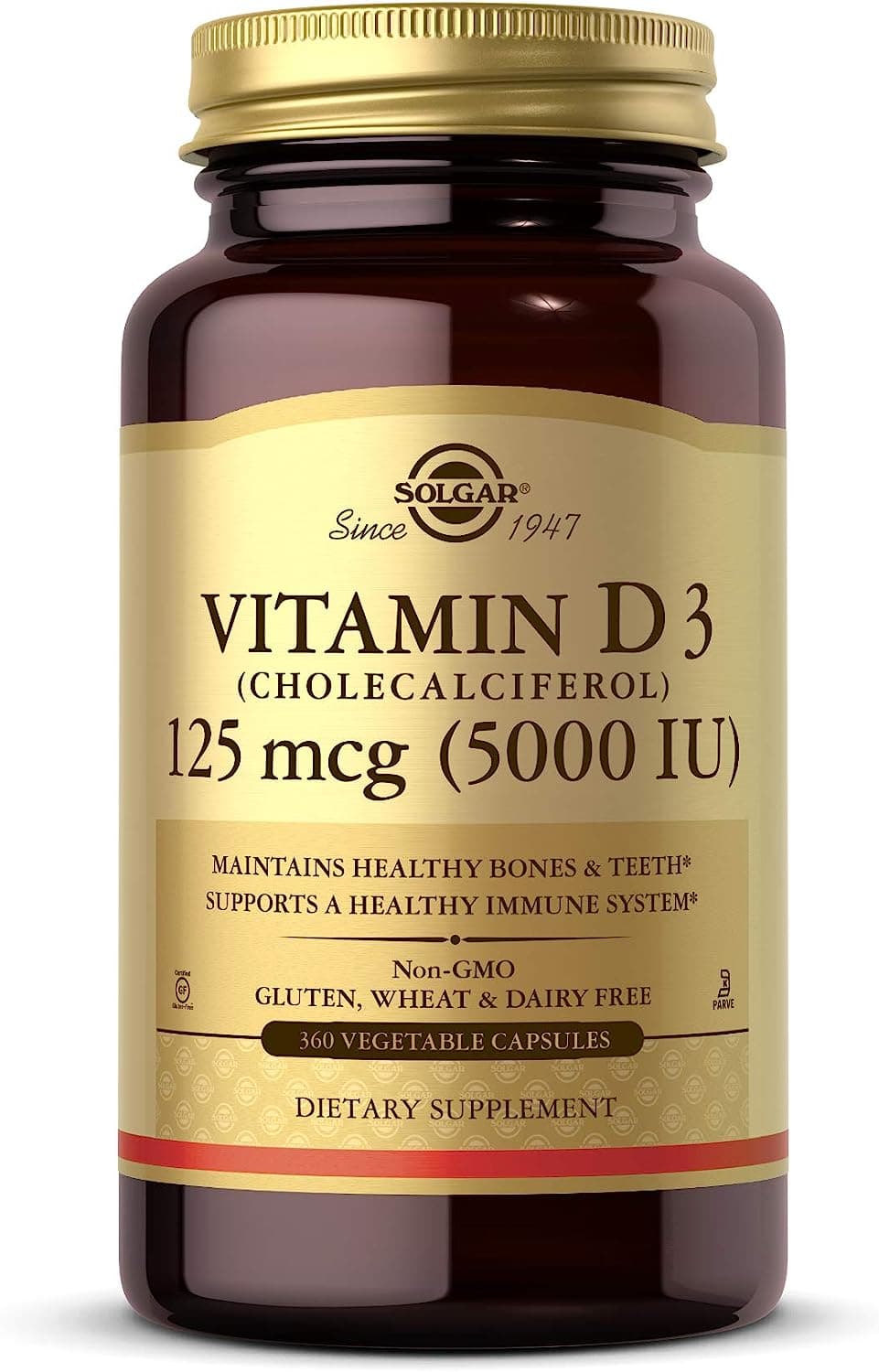 Solgar Vitamin D3 (Cholecalciferol) 125 mcg (5,000 IU) |360 Capsules
