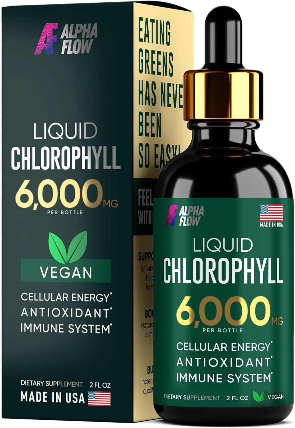 Chlorophyll Liquid Drops 6000 mg - Premium Liquid Chlorophyll & Organic Supplement - All-in-One Antioxidant for Immune Boost, Energy Increase, Digestion Support & Fast Detox - Non-GMO, Veganقطرات سائل كلوروفيل 6000 مجم كلوروفيل سائل ممتاز ومكملات عضوية - الكل في واحد مضاد للأكسدة لتعزيز المناعة وزيادة الطاقة ودعم الهضم وإزالة السموم السريعة - غير معدلة وراثياً ونباتي