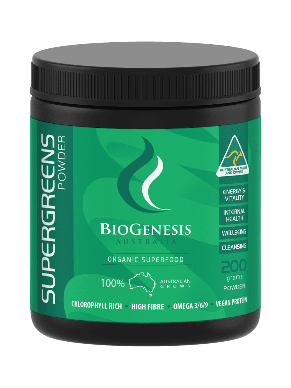 BioGenesis SUPER GREENS POWDER 200G بيو جينيسيس سوبر جرين بودر 200جم ،للطاقة والحيوية،للصحة العامة للجسم