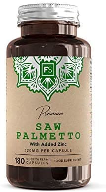 FS Saw Palmetto Capsules High Strength 320mg with Added Zinc 15mg | Saw Palmetto Extract (20:1) | 180 Vegan Capsules - 6 Month Supply | Gluten Free | Made in The UK in ISO Licensed Facilities بالميتو المنشار 320 مجم للكبسولة بنسبة إستخلاص 1: 20 مع الزنك 15 مجم ، 180 كبسولة بناتية ، تكفى لمدة 6 أشهر
