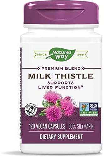 Nature's Way Milk Thistle, Premium Blend, 80% Silymarin per serving, Non-GMO, 120 Capsules حليب ناتشر واي، خليط ممتاز، 80% سيليمارين لكل عبوة، بدون عناصر معدلة وراثيا، 120 كبسولة