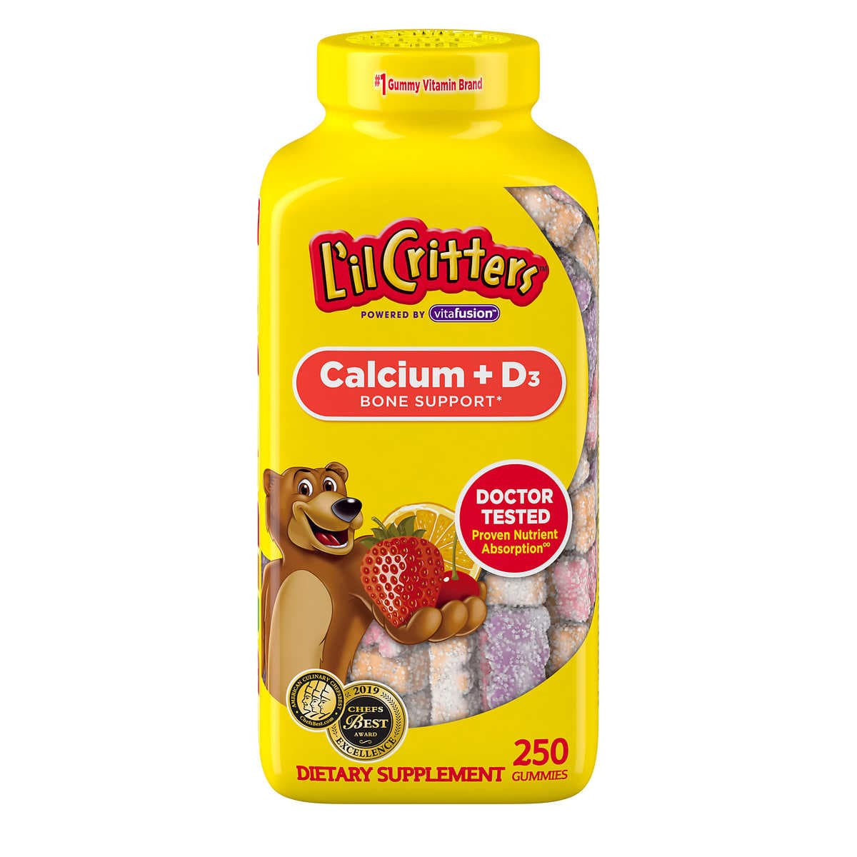 L'il Critters Calcium + Vitamin D₃ – 250 Gummy Bears for Kids