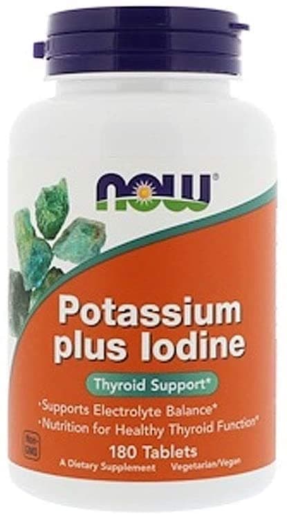 Now Potassium Plus Iodine - 99 mg Potassium | 180 Tablets