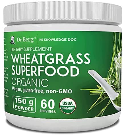 Dr. Berg's Raw Wheatgrass Superfood | Organic Ultra-Concentrated Green Powder | 60 Servings