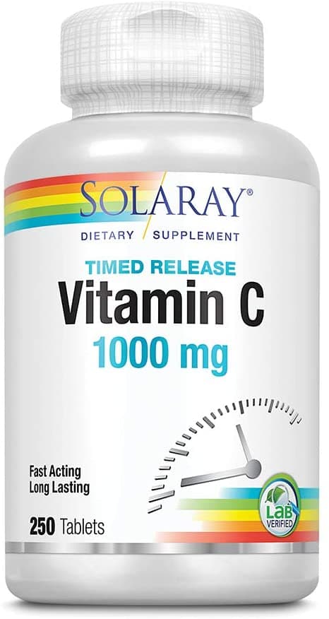SOLARAY Vitamin C with Rose Hips & Acerola | 1000mg | Healthy Immune Function | 250ct سولارى فيتامين ج مع ورد المسك والكرز الهندى 1000 مجم ، لصحة وظائف الجهاز المناعى ، 250 حباية