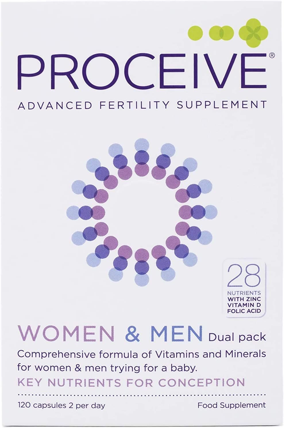 Proceive Conception for Women & Men Dual Pack – Fertility Supplements – Vegetarian – 120 Capsules بروسيفى مكملات الخصوبة للرجال والنساء ، 120 كبسولة