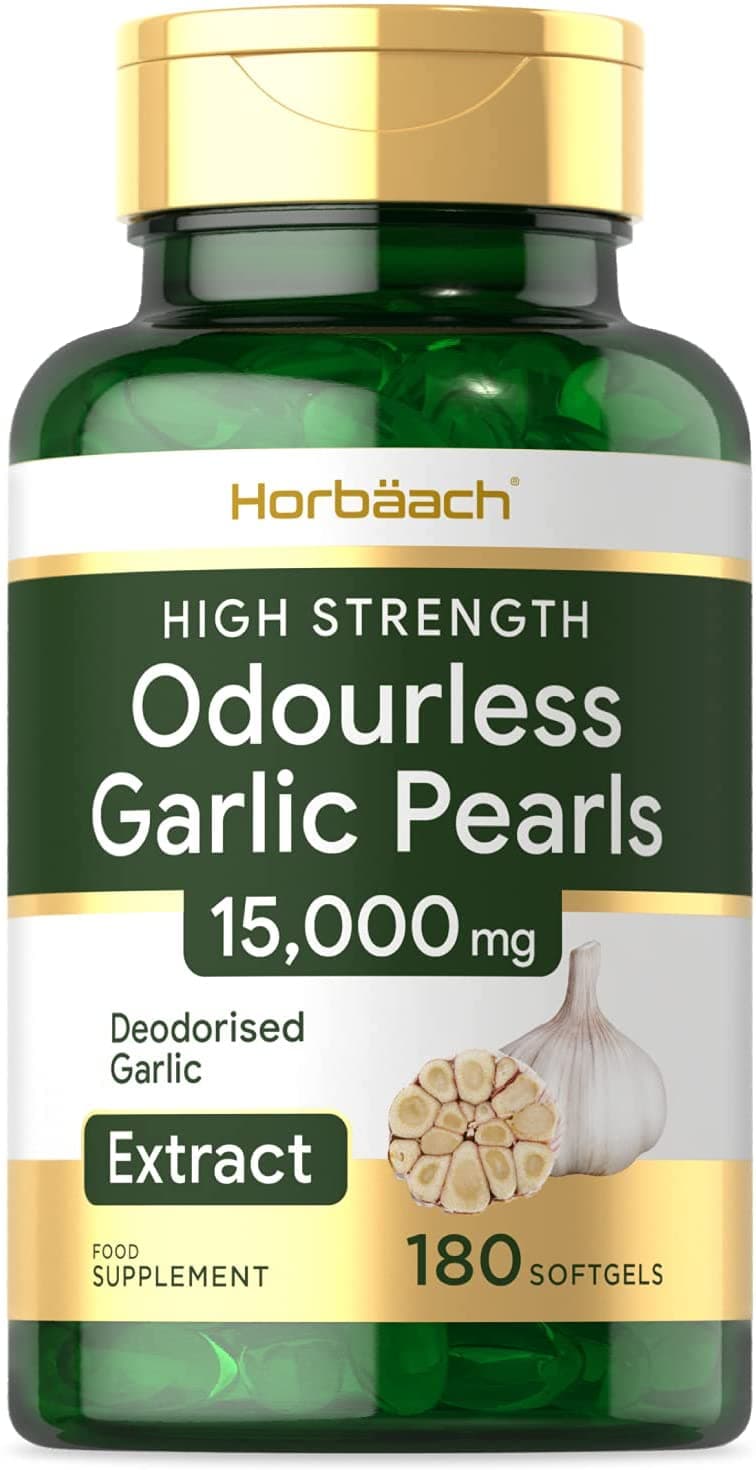 Odourless Garlic Oil 15,000mg | 180 Softgel Capsules | High Strength | Deodourised | Healthy Heart Supplement | Non-GMO, Gluten Free