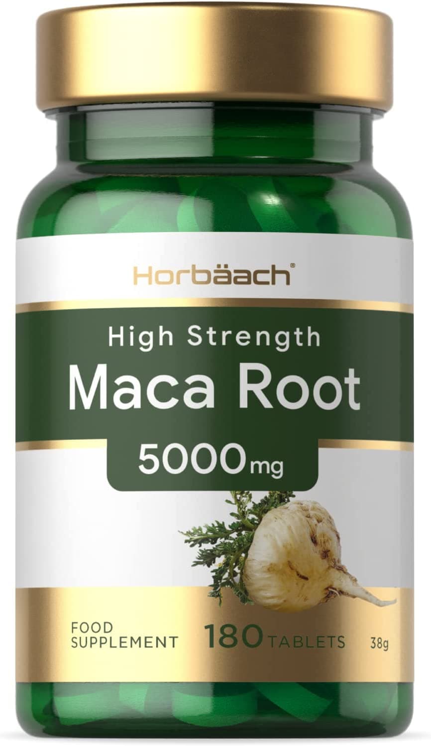 Maca Root 5000mg | 180 Vegan Tablets | High Strength Peruvian Maca Root Extract | Natural Booster Supplement for Men 180 Tablets