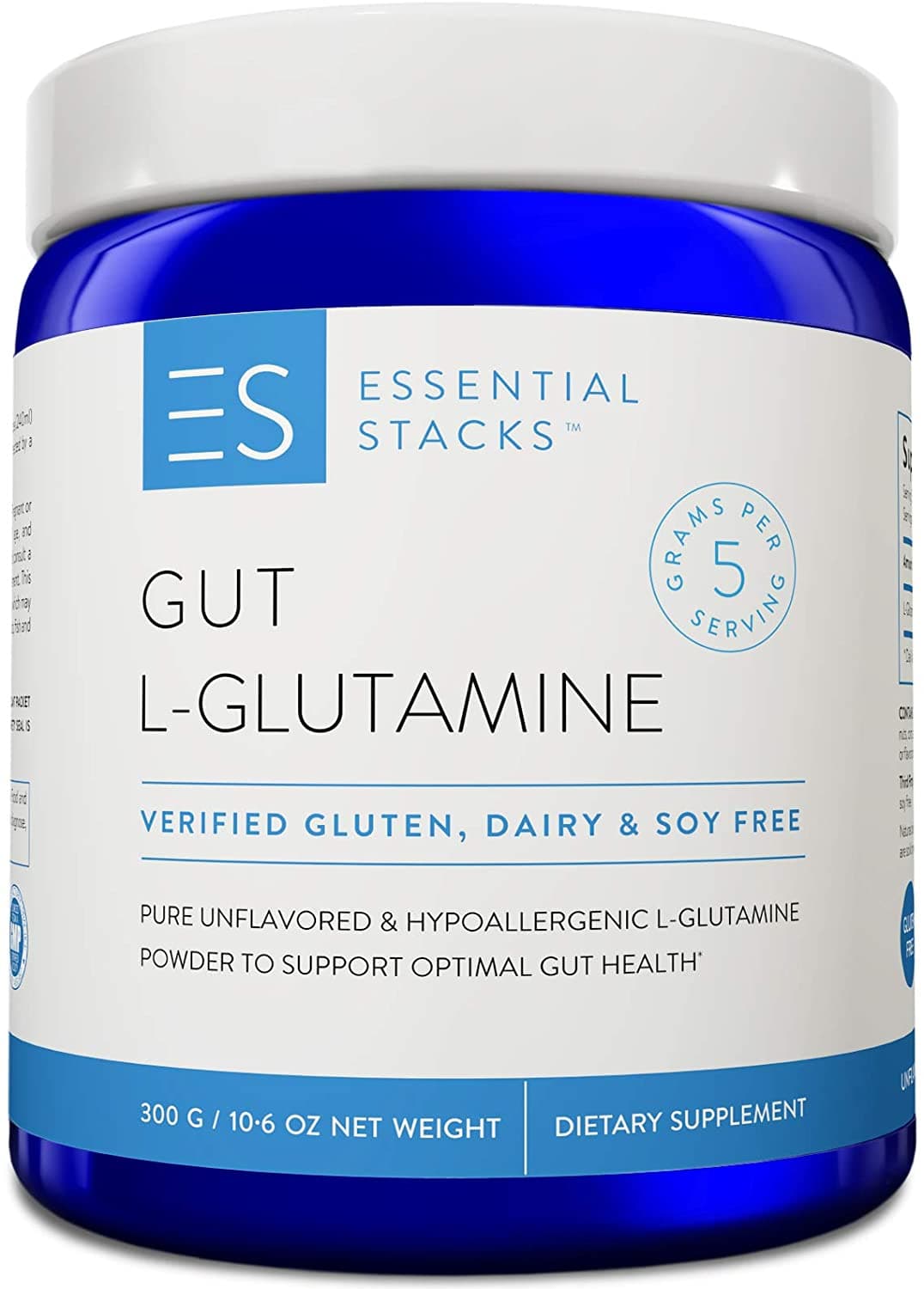 Essential Stacks Gut L-Glutamine Powder - Exclusively Made in USA | (60 Servings, Unflavored)