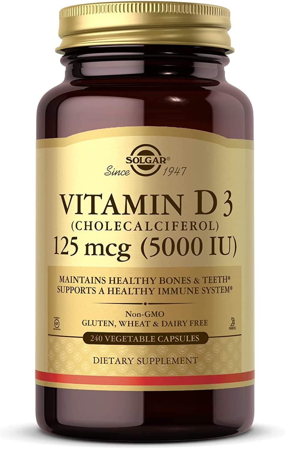 Solgar Vitamin D3 125 mcg (5,000 IU) - 240 Count