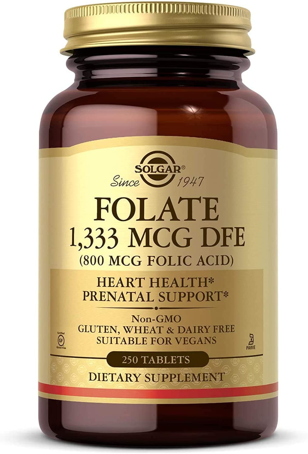 Solgar Folate 1,333 MCG Equivalent (800 mcg Folic Acid), Healthy Nervous System, pregnant Support, 250 Tablets سولجار فولات 1,333 ميكروجرام( 800 ميكرو حمض الفوليك) لصحة القلب والجهاز العصبى ولصحة الأمهات الحوامل ، 250 حباية