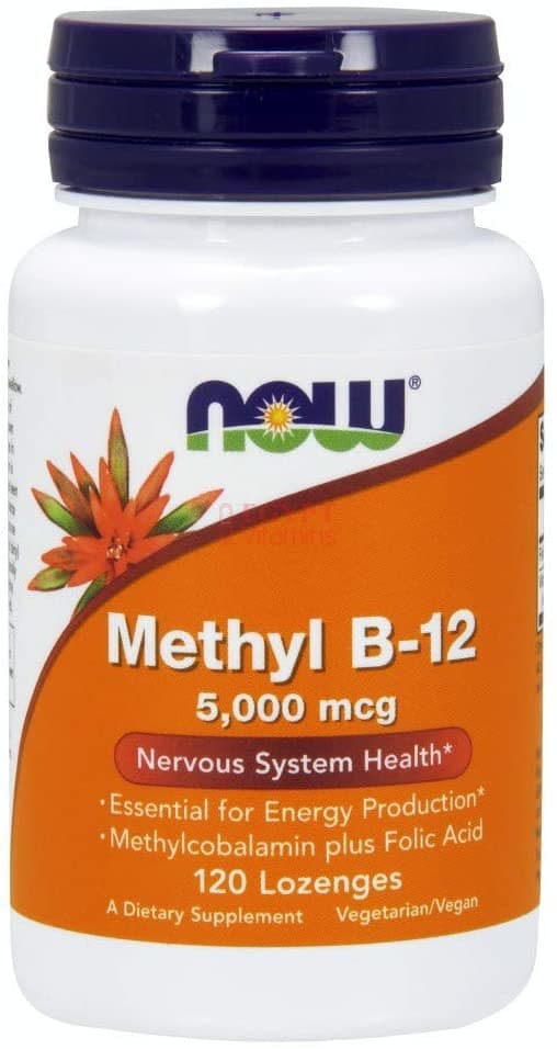 NOW Methyl B12 (Methylcobalamin) 5,000 mcg, Nervous System Health*, 120 Lozenges ناو ميثيل فيتامين ب 12 ، 5000 ميكروجرام، لصحة الجهاز العصبى ، 120 قطعة