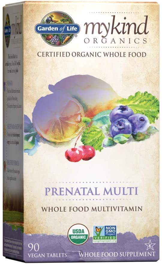 Garden of Life Prenatal Vitamins - mykind Organics Prenatal Multi - 90 Tablets, Vegan Whole Food Multivitamin, Folate not Folic Acid & Stomach Soothing Blend, Organic Prenatals Supplements for Women جاردين أوف لايف غذاء كامل فيتامينات متعددة عضوية للأمهات الحوامل ، 90 قرص نباتى