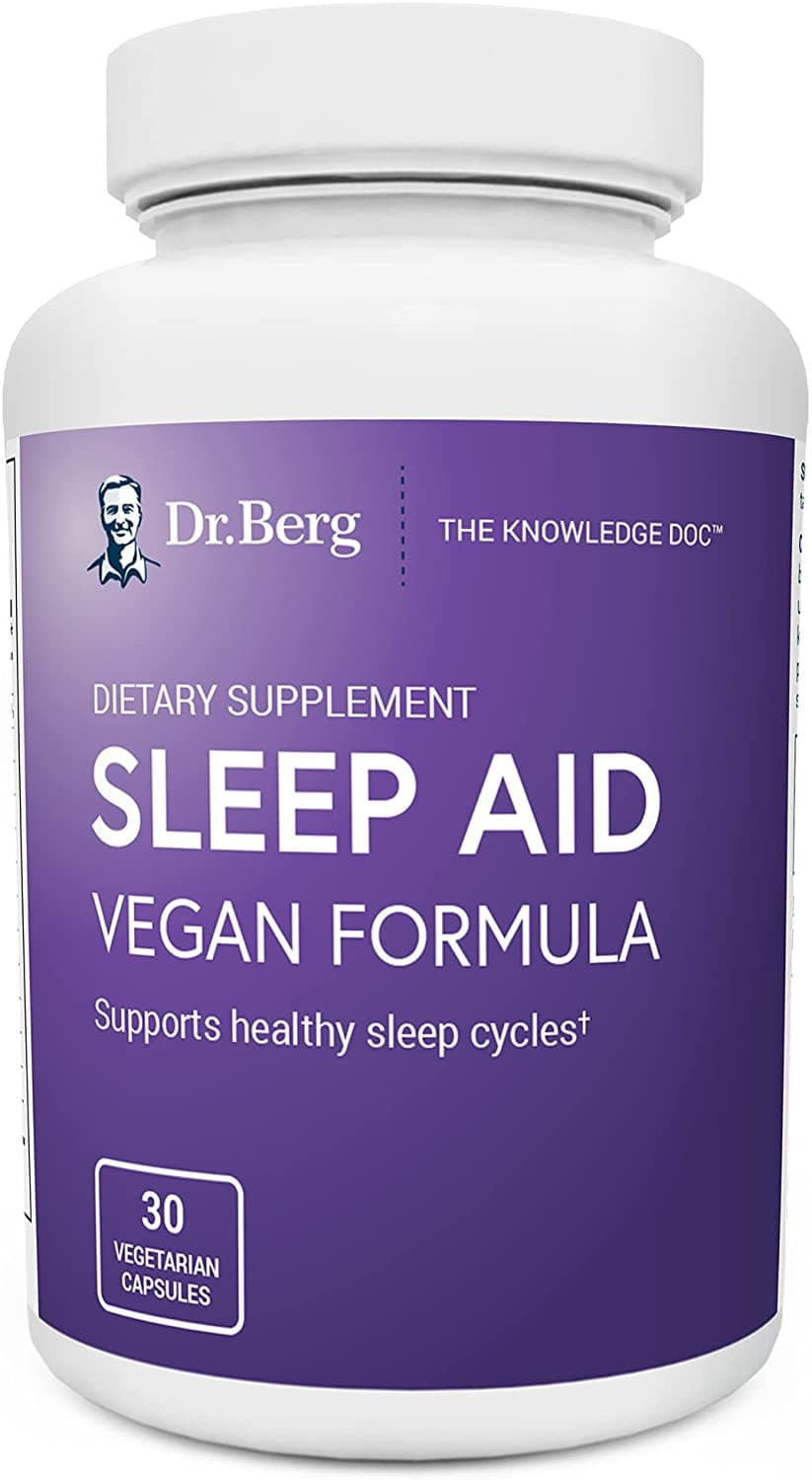 Dr. Berg Sleep Aid Vegan Formula – All-Natural Support for Normal Sleep Cycles to Fight Fatigue & Aid Stress – Best Non-Habit-Forming Supplements-30 capsule