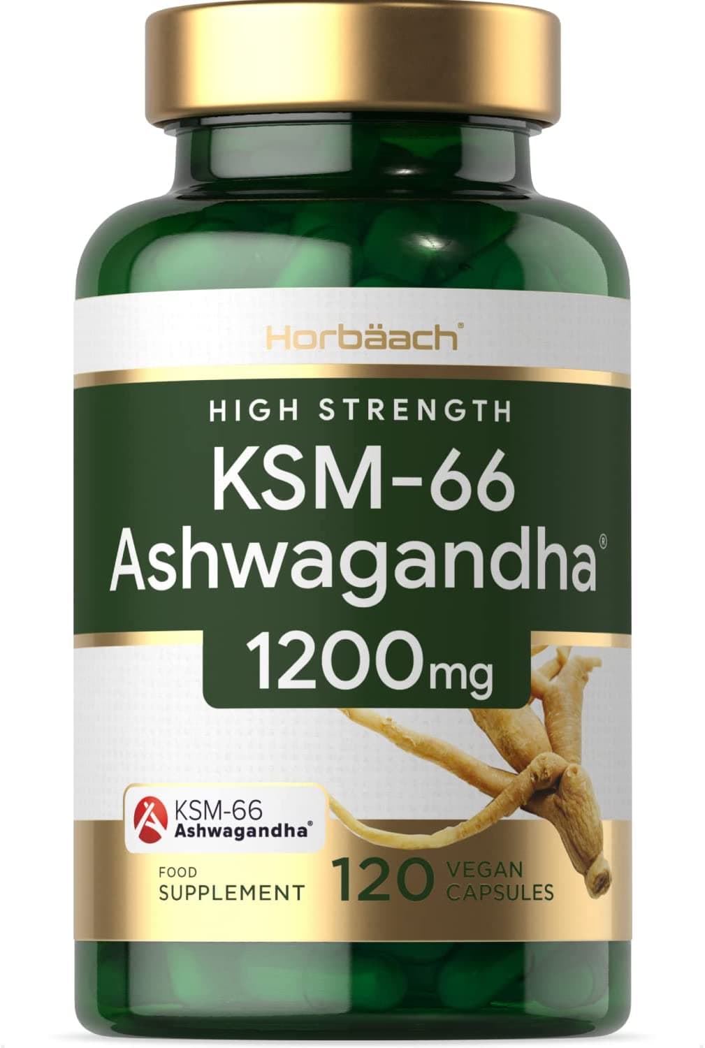 KSM-66 Ashwagandha 1200mg | 120 Vegan Capsules | High Strength Root Extract | Non-GMO, Gluten Free Supplement | No Artificial Preservatives | by Horbaach