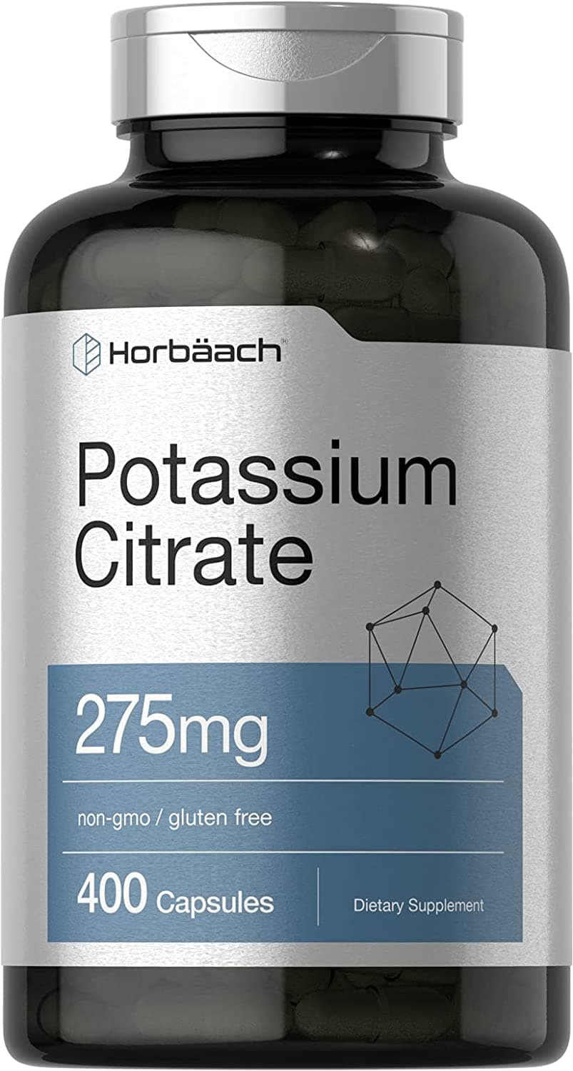Horbaach Potassium Citrate Capsules 275 mg | 400 Count | Non-GMO, Gluten Free Supplement سترات البوتاسيوم 275 مجم للكبسولة 400 كبسولة