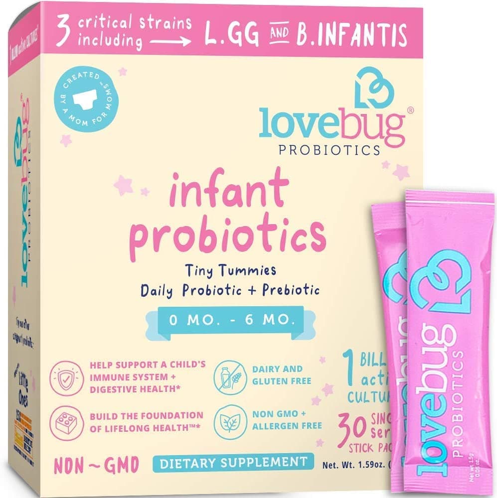 LoveBug Infant Probiotics for 0-6 Months, 30 Packets, 1 Billion