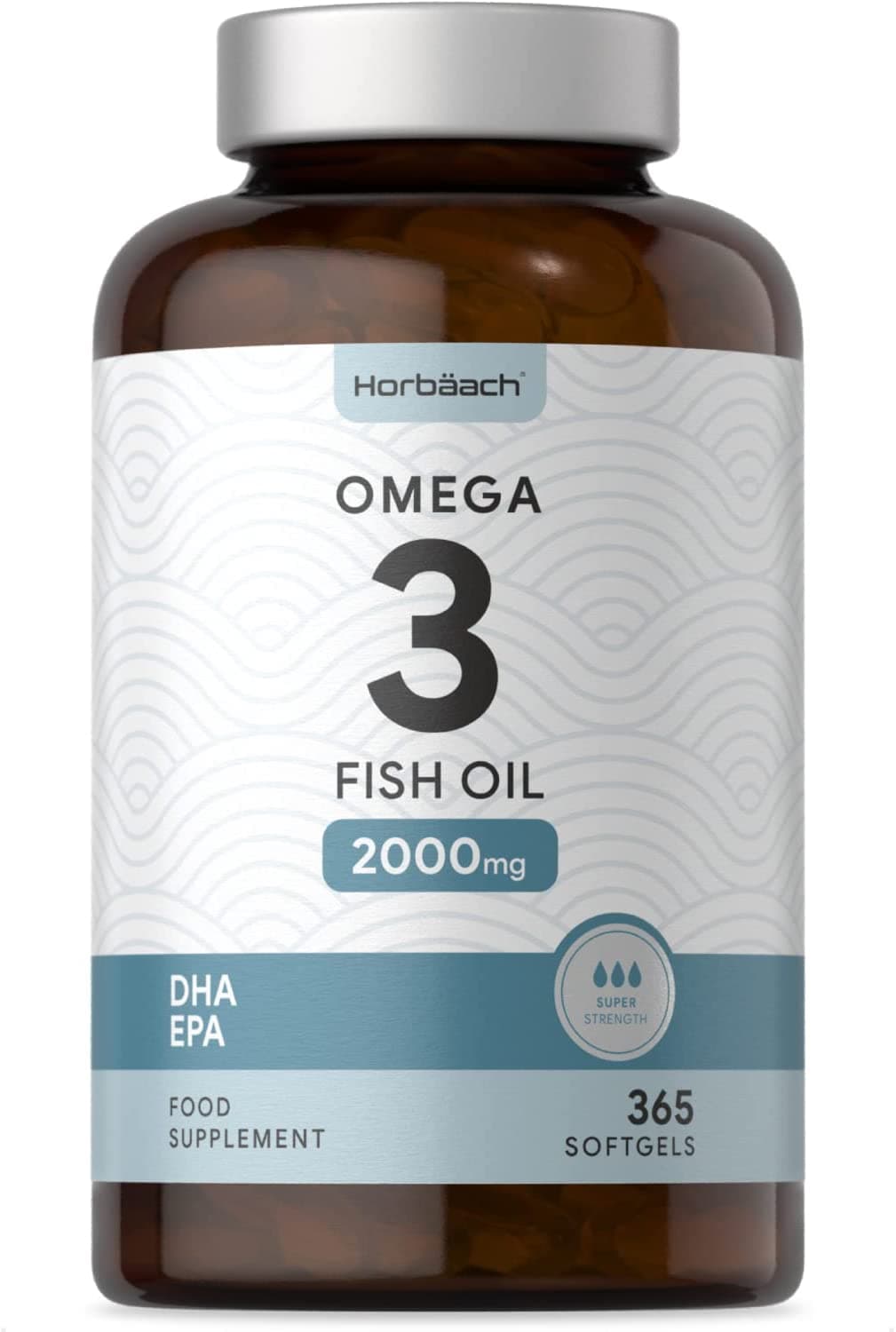 Horbaach Omega 3 Fish Oil 2000mg | 365 Softgel Capsules | Premium Fatty Acids EPA & DHA | Supports Heart, Brain & Eye Health | Non-GMO, Gluten Free Supplement | 1000mg per Tablet أوميجا 3 من زيت السمك 2000 مجم للجرعة لصحة المخ والقلب والعين 365 سوفت جيل