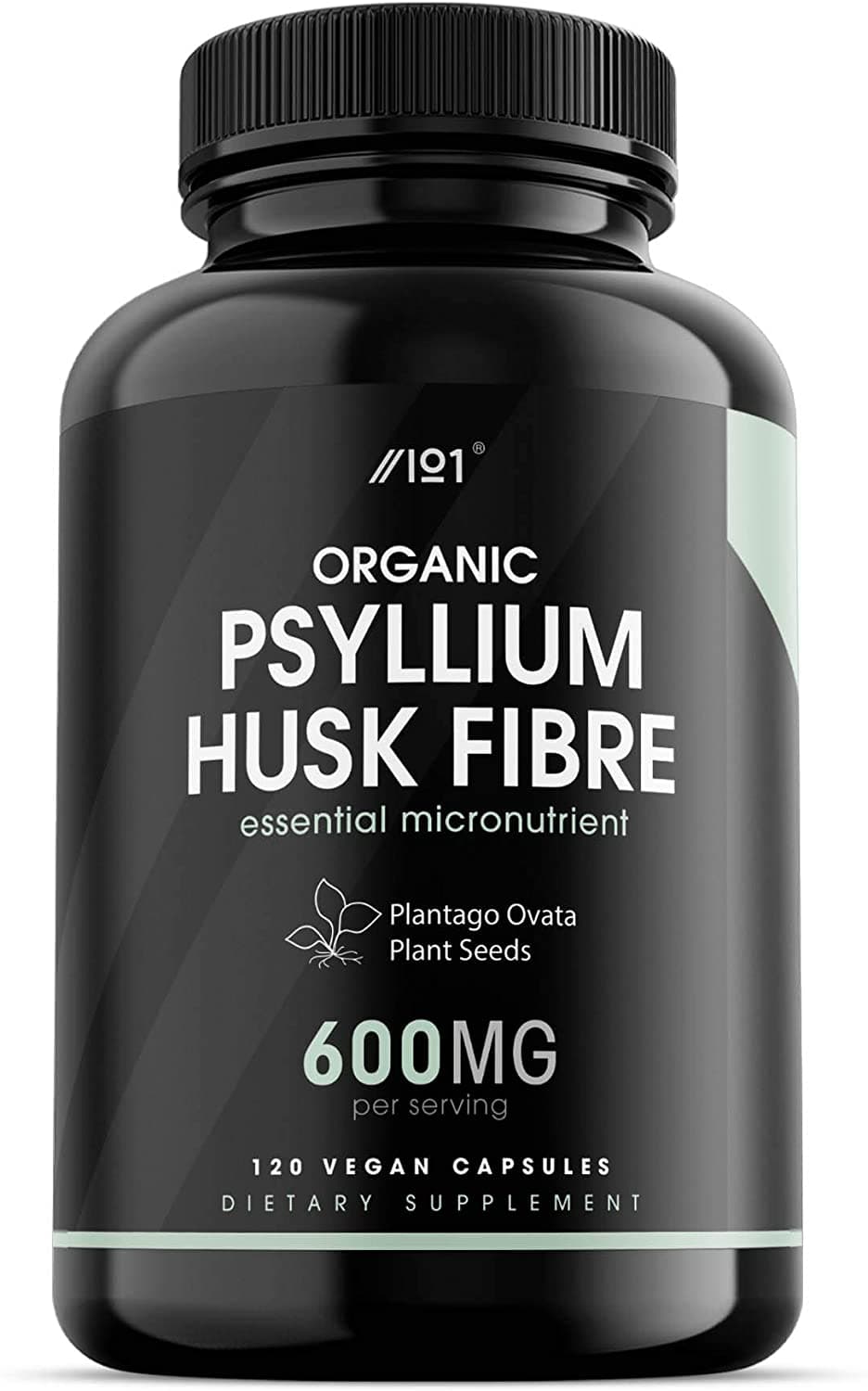 Alpha01 Organic Psyllium Husk Fibre - 600mg - Natural Prebiotic Fibre Supplement from Raw Plantago Ovata Seeds - Ispaghula Husk - Made in The UK - 120 Vegan Capsules ألياف قشور السيليوم العضوى ، 600 مجم ، بريبيوتيك الطبيعى من بذور بلانتاجو أوفاتا الخام وقشور إسباجولا ، 120 كبسولة نباتية