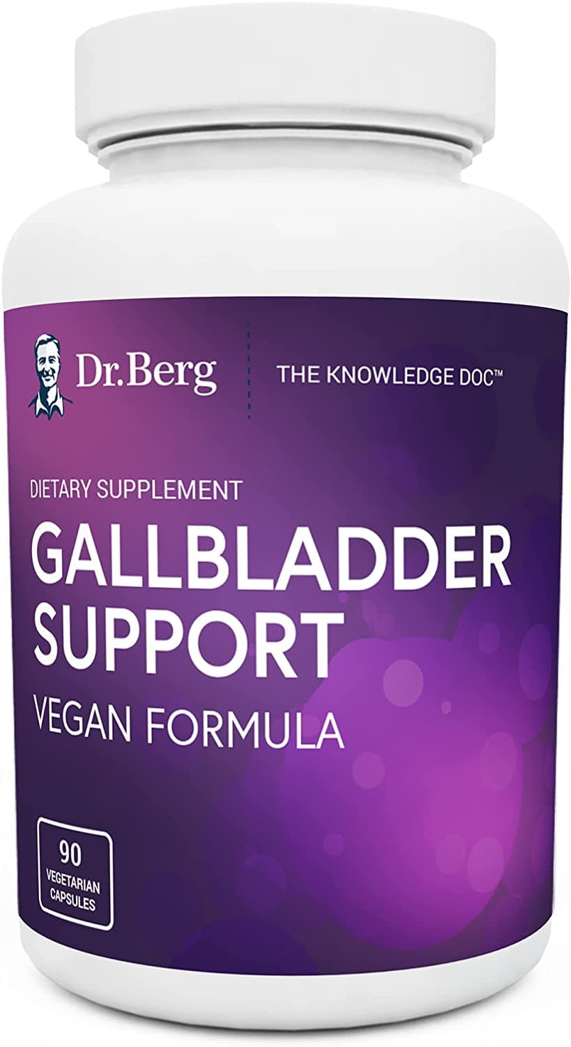 Dr. Berg's Gallbladder Support Supplements, Contains Plant-Based Enzymes for Relief of Bloating, Constipation, and Gas - Better Digestion &Normal Bile Levels - 90 Capsules  دكتور بيرج،يحتوي على مكونات طبيعية من مصدر نباتى لدعم صحة المرارةو لتخفيف الانتفاخ والإمساك والغاز - هضم أفضل - 90 كبسولة نباتية