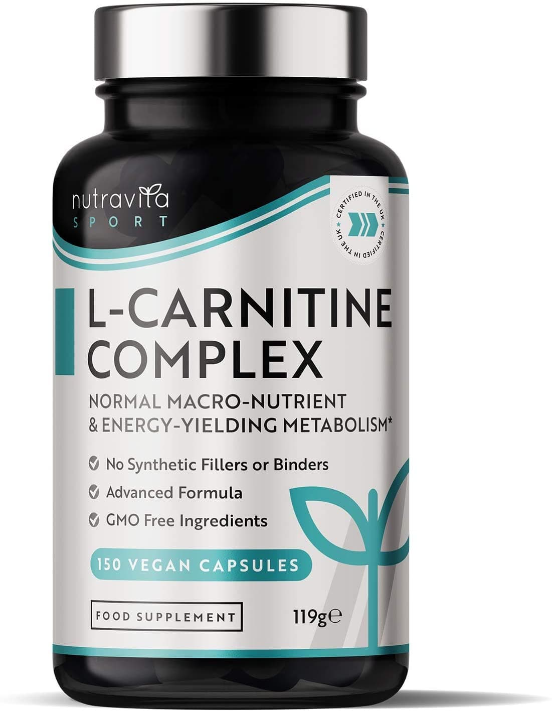 Nutravita L-Carnitine Complex - High Strength Capsules with Added Riboflavin, Biotin, Chromium, Vitamin D, B3 & B6 - Macronutrient & Energy Yielding Metabolism - 150 Vegan Capsules نيوترافيتا ل_الكارنيتين مركب لصحة التمثيل الغذائى وزيادة إنتاج الطاقة ، 150 كبسولة نباتية