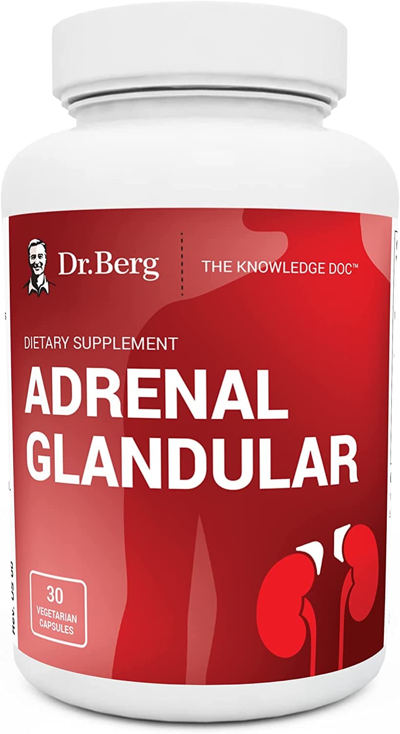Dr. Berg Adrenal Glandular | Premium Grass-Fed Adrenal Support | 60 Capsules