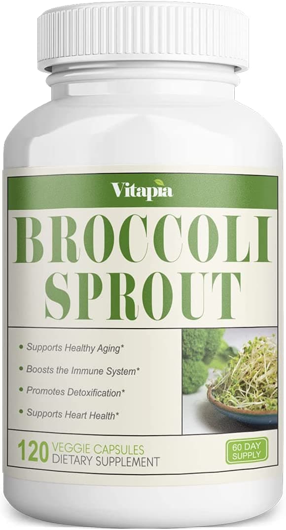Vitapia Broccoli Sprout 1000mg per Serving - 120 Veggie Capsules - Vegan and Non-GMO - Broccoli Sprout Extract - Supports Healthy Detoxification, Anti-Inflammatory, Antioxidant فيتابيا مستخلص براعم البروكلى 1000 مجم للجرعة ، مضاد للشيخوخة ولصحة الجهاز المناعة ولإزالة السموم 120 كبسولة نباتية