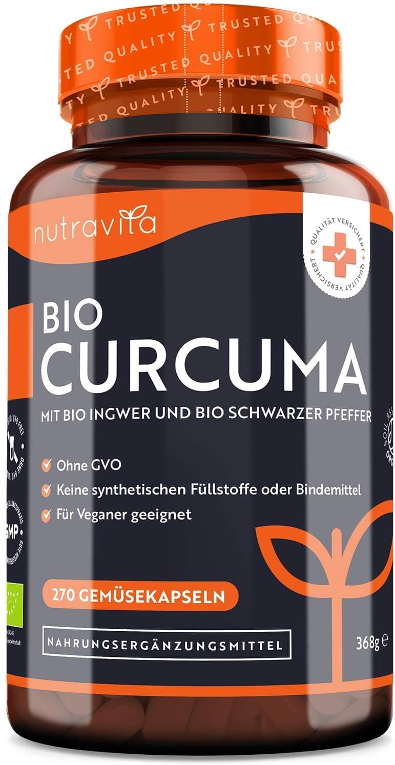 Nutravita Organic Curcuma with Black Pepper and Ginger | 4542mg per Daily Dose | 270 Vegan Turmeric Capsules