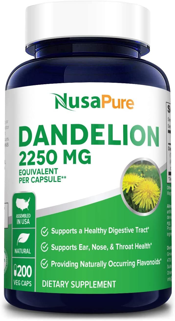 Nusapure Dandelion Extract 2250mg, 200 Capsules  مستخلص الهندباء 2250 مجم للجرعة ، 200 كبسولة