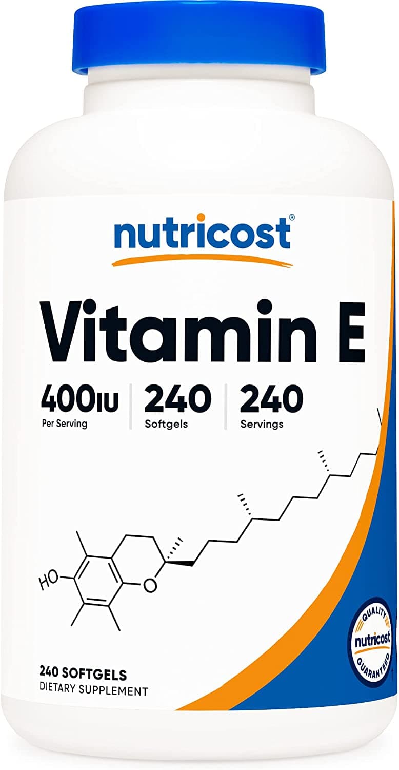 Nutricost Vitamin E 400 IU, 240 Softgel Capsules - Gluten Free, Non-GMOنيوتريكوست ،فيتامين ھ الطبيعى، 400 وحدة دولية ، عالى الإمتصاص، 240 كبسولة نباتية
