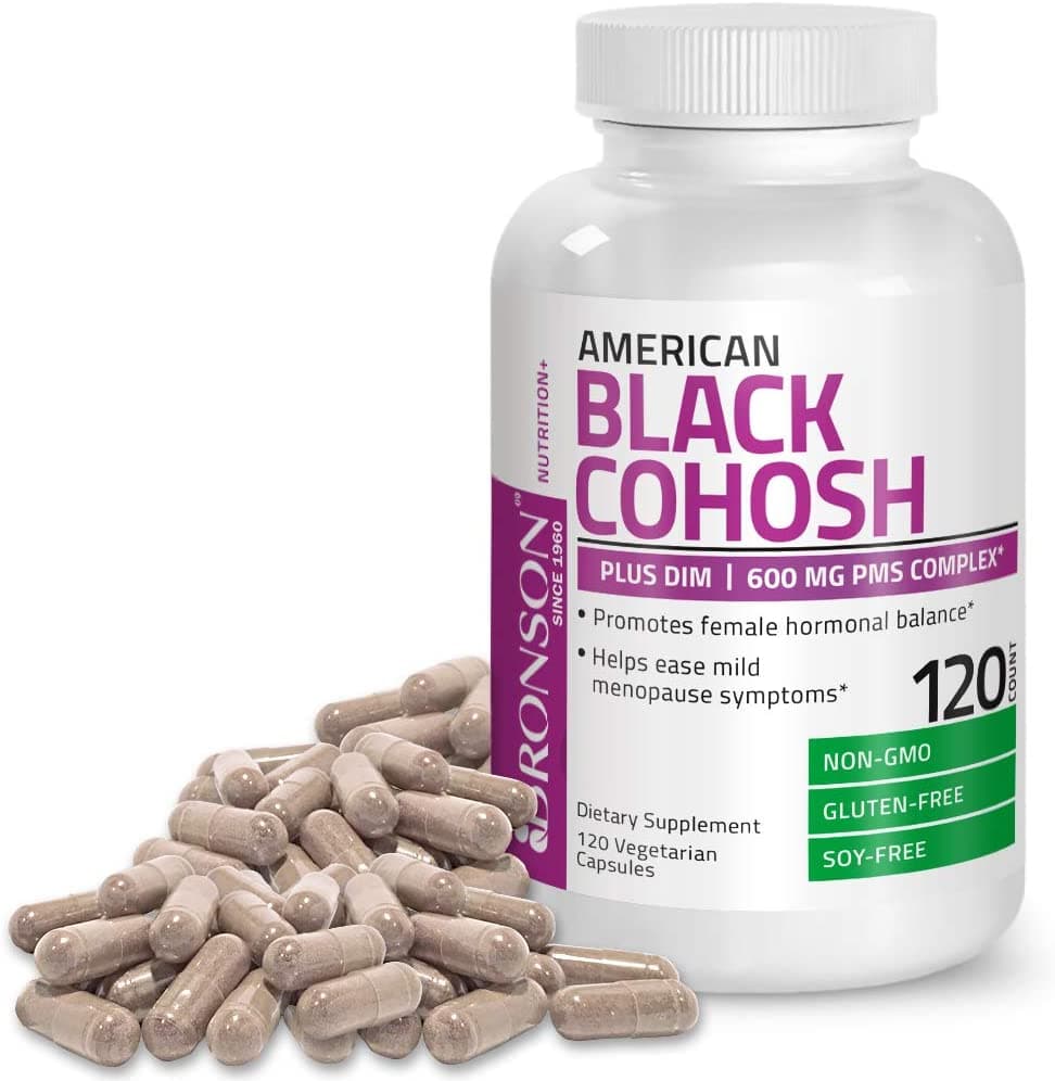 Bronson American Black Cohosh Plus DIM - 600 mg PMS | 120 Vegetarian Capsules