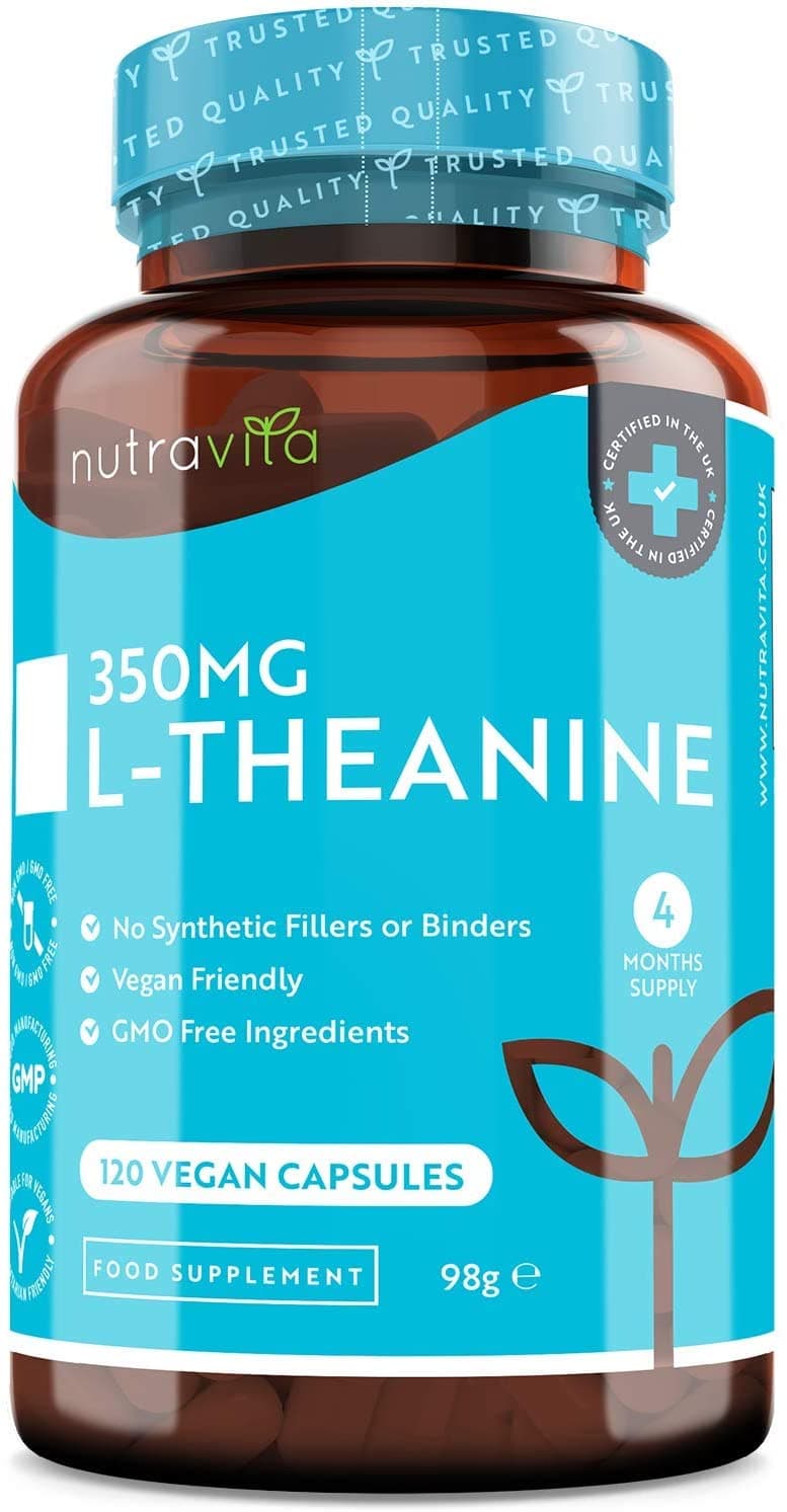 Nutravita L-Theanine 350mg - 120 Vegan Capsules - High Strength L Theanine - Caffeine Free نيوترافيتا ، ثيانين عالى التركيز 350 مجم ، خالى من الكافيين ، 120 كبسولة نباتية