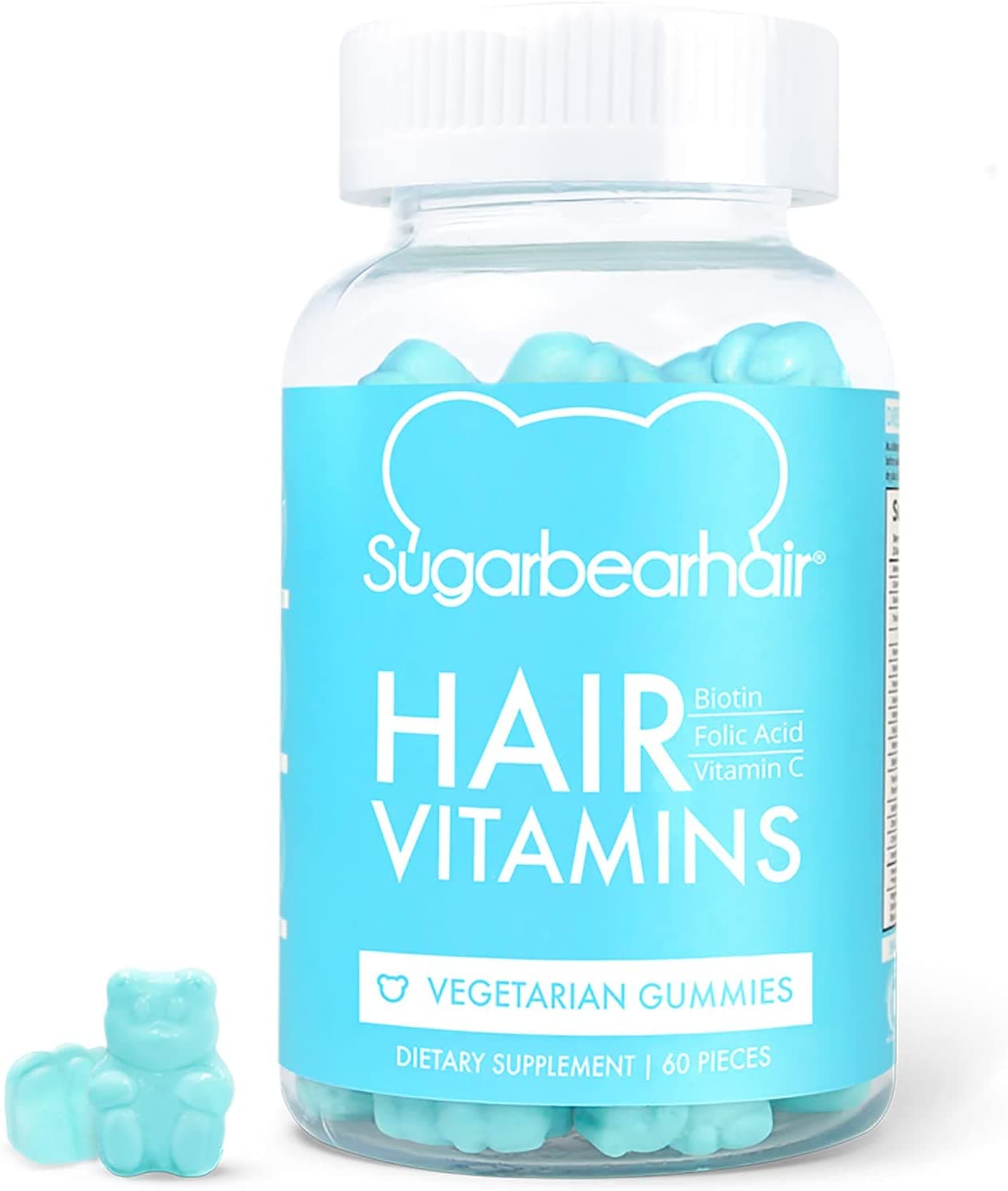 SugarBearHair Vegetarian Gummy Hair Vitamins (1 Month Supply)شوجربيرهير فيتامينات نباتية للشعر - قطع حلوى لذيذة الطعم (تكفي شهر)
