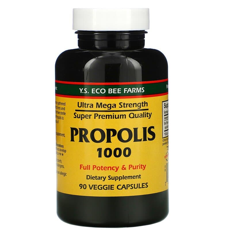 Y.S. Eco Bee Farms, Propolis 1000, 90 Veggie Capsules بروبوليس 1000، 90 كبسولة نباتية ، لصحة الجهاز المناعى ، مضاد للأكسده ومضاد للميكروبات ، علاج فعال للسرطان