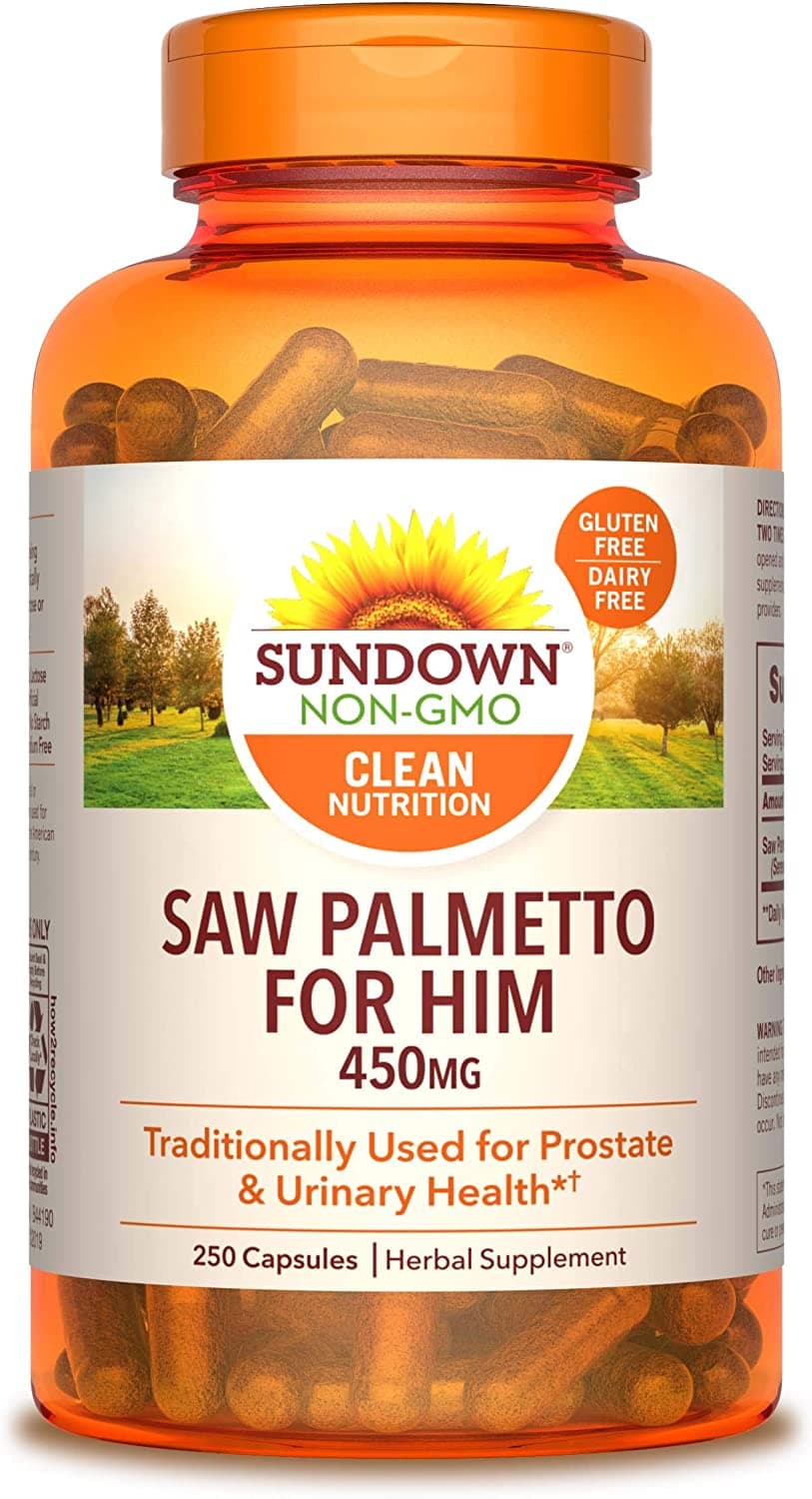 Sundown Naturals Saw Palmetto 450 mg, 250 Capsules بلميط منشاري ناتشورالز من صن داون 450 مجم، 250 كبسولة