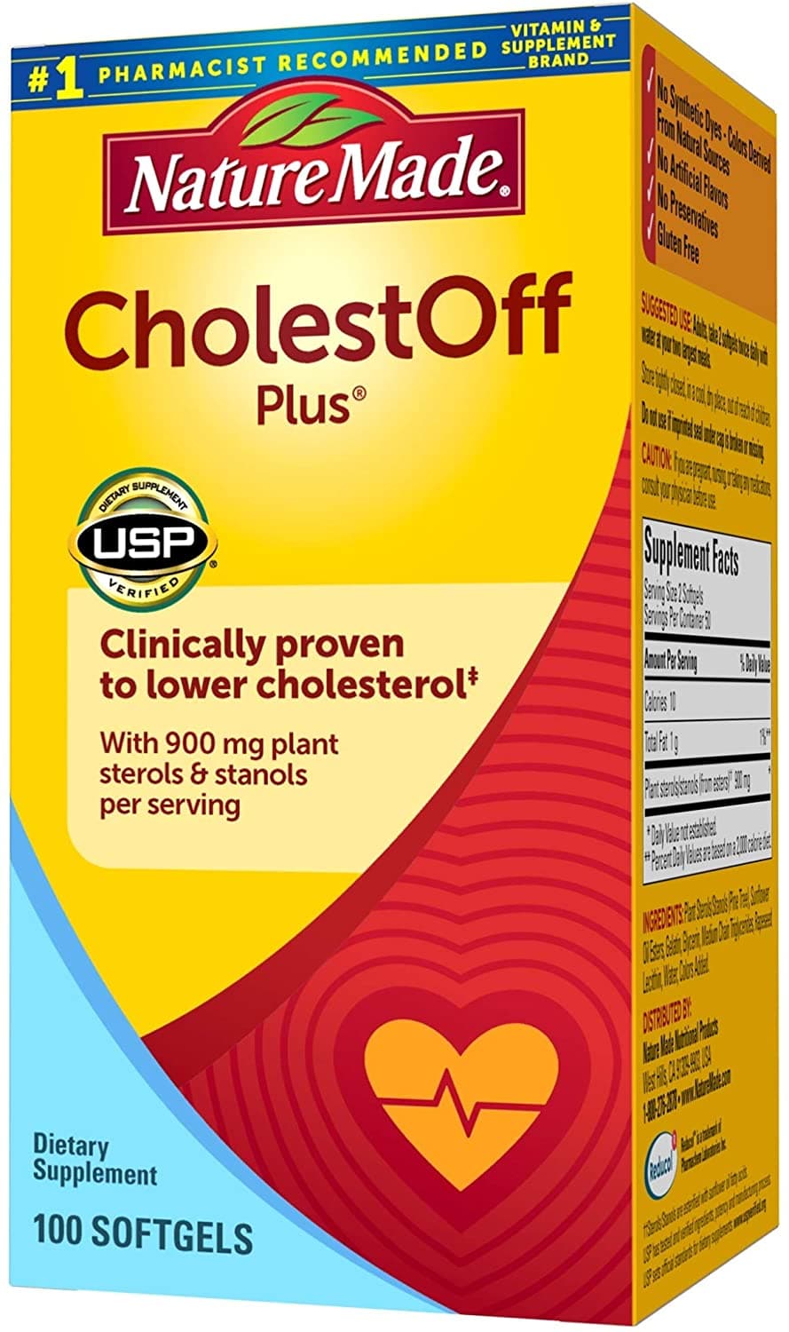 Nature Made CholestOff Plus Softgels, 100 Count for Heart Healthكوليست اوف بلاس لدعم صحة القلب وتقليل الكوليسترول عبوه 100 كبسوله