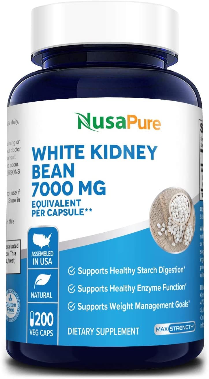 NusaPure White Kidney Beans 7,000 mg,200 Capsules  مستخلص الفاصوليا البيضاء 7000 مجم ، لصحة الجهاز الهضمى و لفقدان الوزن ، 200 كبسولة