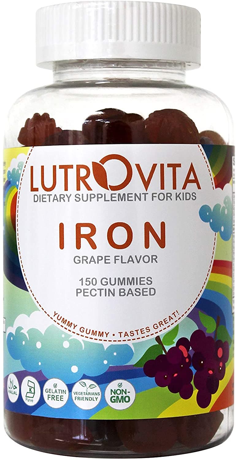 Lutrovita Children Iron, 150 Count حديد بطعم العنب للأطفال مع فيتامينات و معادن متعددة 150 جامى