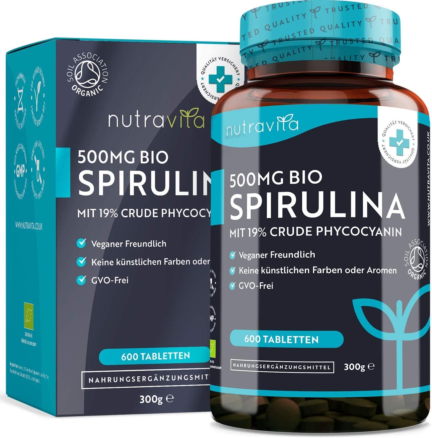 Nutravita Organic Spirulina 500mg | 600 Vegan Tablets