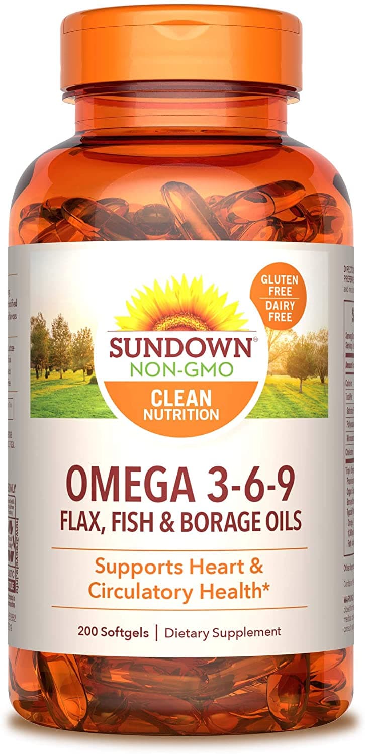 Sundown Triple Omega 3-6-9, Heart and Circulatory Health, 200 Softgels أوميجا3,6,9 لصحة القلب والأوعية الدموية ، 200 سوفت جيل