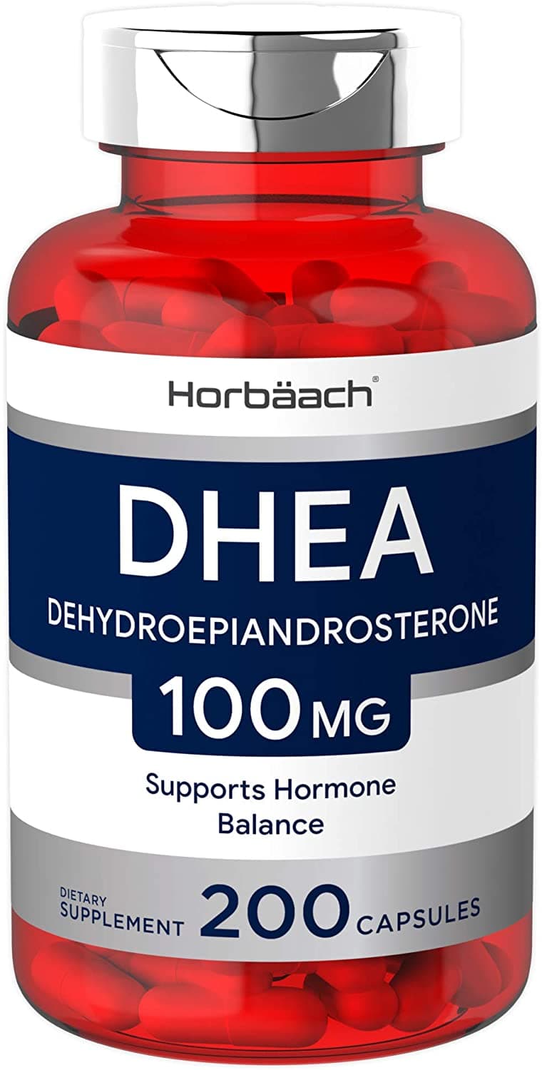 Horbaach DHEA 100mg | 200 Capsules | Non-GMO, Gluten Free Supplement هرمون 100مجم ، 200 كبسولة ، داعم صحة الشيخوخة، وحفظ التوازن الهرمونى للرجال والنساء DHEA