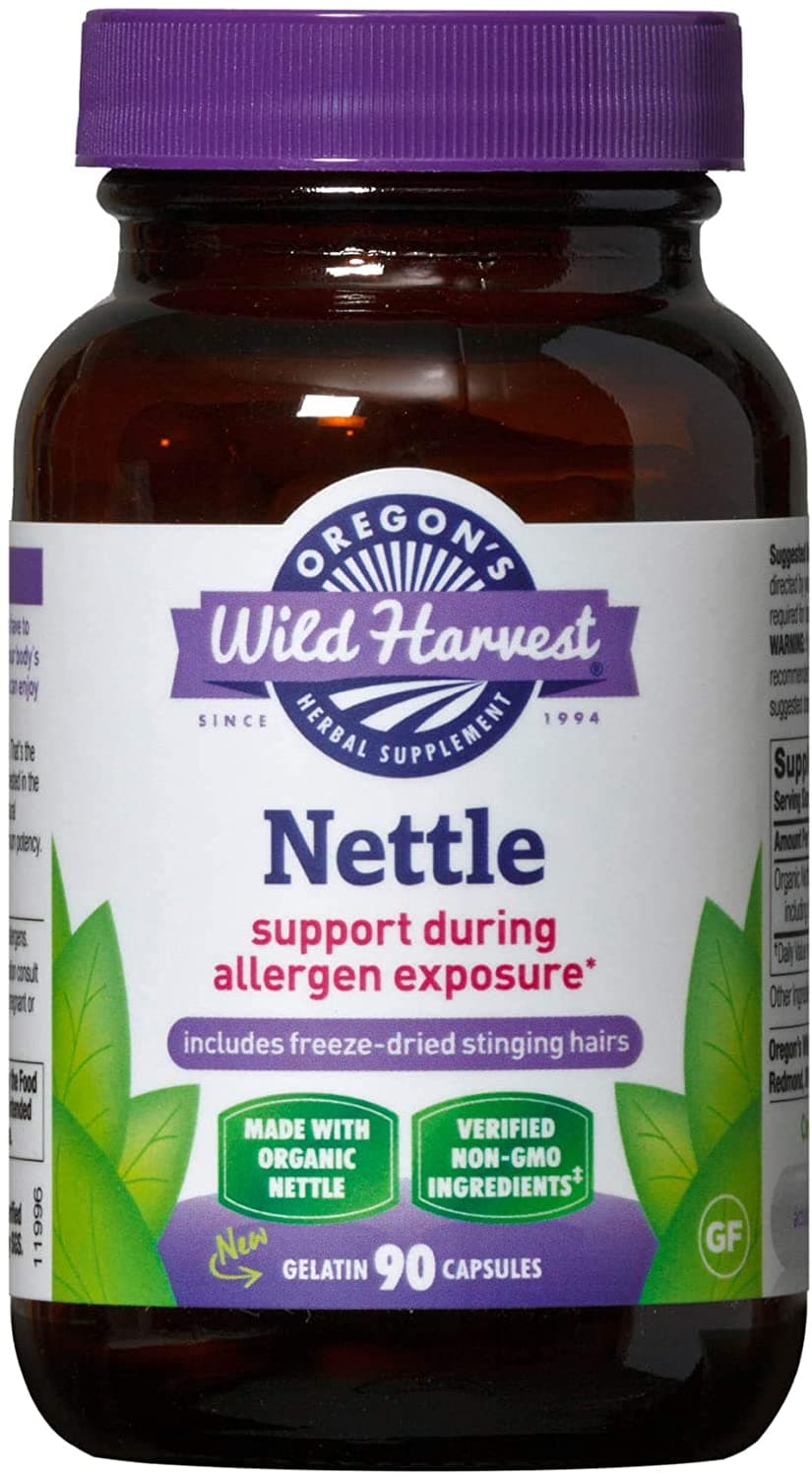 Oregon's Wild Harvest, Certified Organic Nettle Capsules with Stinging Hairs, Allergy Supplement, 600 mg, 90 Capsules نبات القراص العضوى ، 600 مجم ، 90 كبسولة